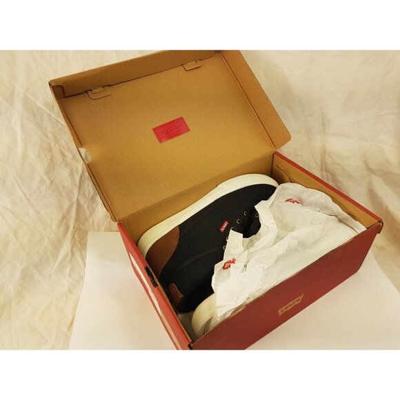 Levi's Boys Stanton Waxed UL NB Fashion Hightop Sneaker Size 4 Black Tan - Picture 1 of 6